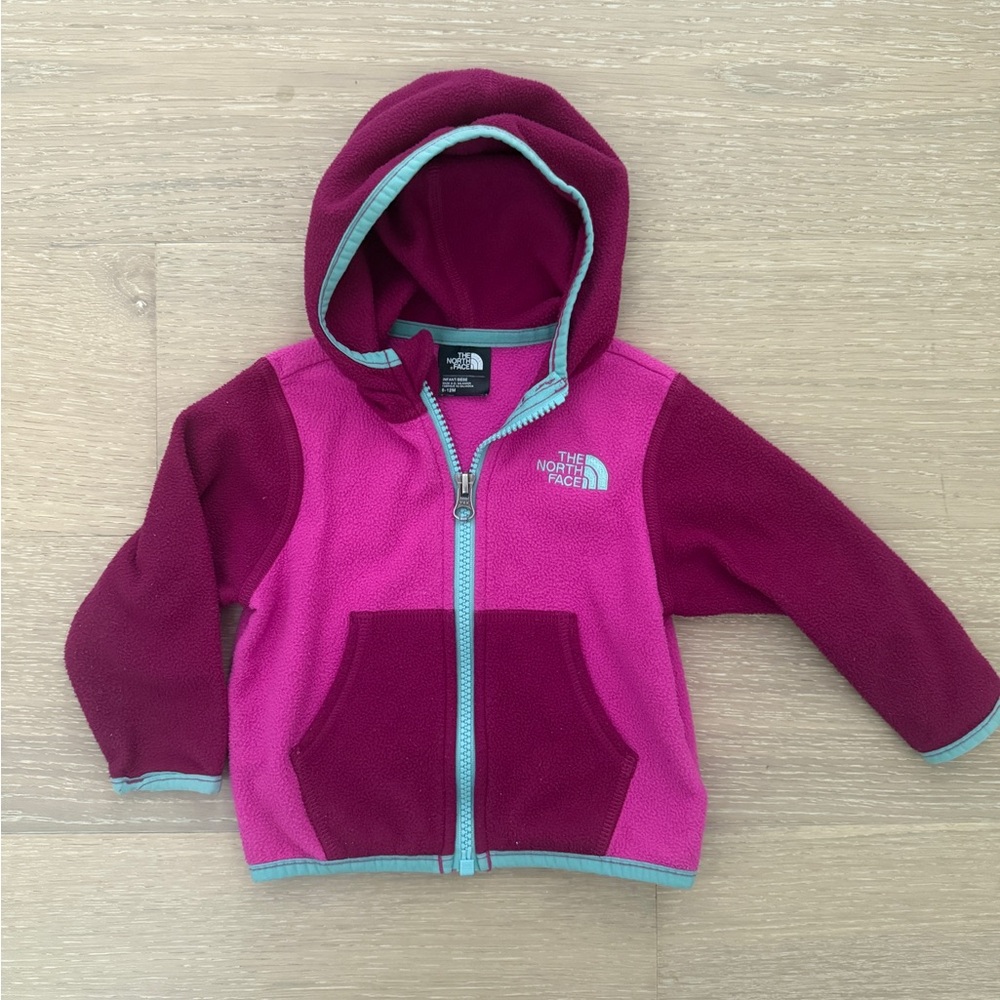 THE NORTH FACE | BABYS COLORBLOCK ZIP UP HOODED POCKETED FLEECE JACKET 6-12 MON